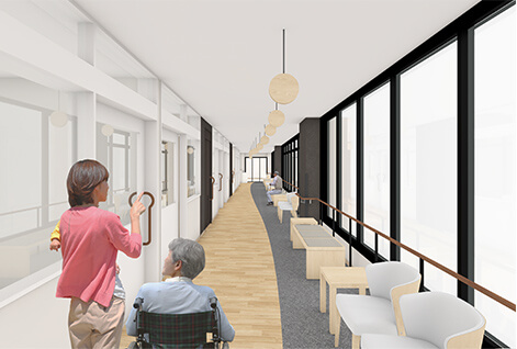 「縁側廊下」のある新しい概念の病棟スタイル